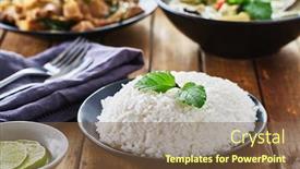  Presentation with jasmine - Amazing PPT theme having thai-style-jasmine-rice backdrop and a tawny brown colored foreground