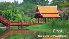  Presentation with thai - Colorful PPT theme enhanced with thai-style-pavilion backdrop and a tawny brown colored foreground