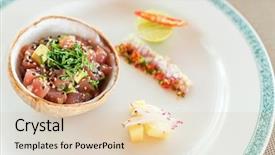  Presentation with thai - PPT layouts featuring thai style spicy tuna salad background and a lemonade colored foreground