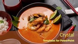  Presentation with thai - PPT theme with thai-tom-yum-soup background and a crimson colored foreground