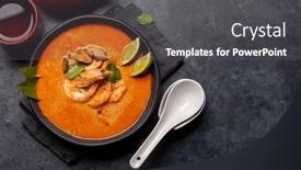  Presentation with herbal - Presentation theme enhanced with thai-tom-yum-soup background and a dark gray colored foreground