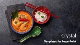  Presentation with thai - Slides with thai-tom-yum-soup background and a dark gray colored foreground