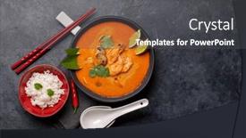  Presentation with thai - Presentation design with thai-tom-yum-soup background and a dark gray colored foreground