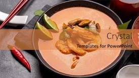  Presentation with thai - PPT theme consisting of thai-tom-yum-soup background and a gold colored foreground