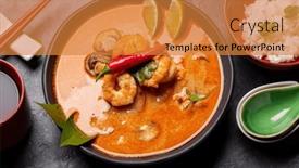  Presentation with thai - Presentation theme with thai-tom-yum-soup background and a gold colored foreground