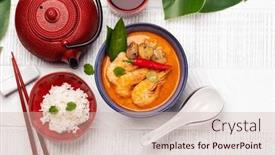  Presentation with thai - Presentation theme enhanced with thai-tom-yum-soup background and a soft green colored foreground