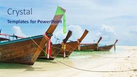  Presentation with thai - Presentation theme enhanced with thai-traditional-wooden-longtail-boat background and a light blue colored foreground