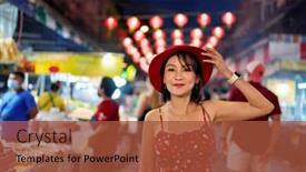  Presentation with bangkok - Presentation theme consisting of thai-woman-at-nightmarket background and a red colored foreground