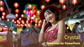  Presentation with bangkok - PPT theme having thai-woman-at-nightmarket background and a tawny brown colored foreground