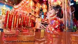  Presentation with thai temple - Presentation theme enhanced with thai-woman-at-temple background and a red colored foreground