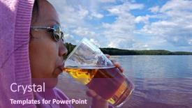  Presentation with thai - Amazing PPT theme having thai-woman-drinking-beer backdrop and a violet colored foreground