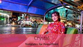  Presentation with chinese new year - Presentation design consisting of thai-woman-in-tuk-tuk background and a red colored foreground