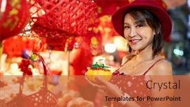  Presentation with new market - Slide deck enhanced with thai-woman-posing-with-chinese background and a red colored foreground