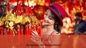  Presentation with good luck - Theme consisting of thai-woman-posing-with-good background and a red colored foreground