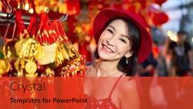  Presentation with good luck - Presentation theme enhanced with thai-woman-posing-with-good background and a red colored foreground