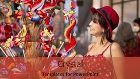  Presentation with chinese dragon - Presentation theme having thai-woman-posing-with-paper background and a red colored foreground