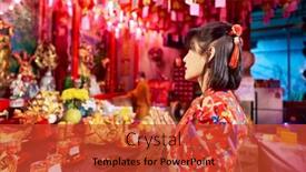  Presentation with thai temple - PPT layouts with thai-woman-praying-at-temple background and a red colored foreground