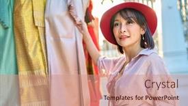  Presentation with thai - Presentation design featuring thai-woman-shopping-for-traditional background and a coral colored foreground