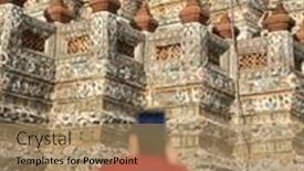  Presentation with thai temple - Presentation design enhanced with thai-woman-taking-photo background and a coral colored foreground