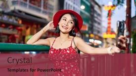  Presentation with bangkok - Theme consisting of thai-woman-taking-selfie background and a red colored foreground