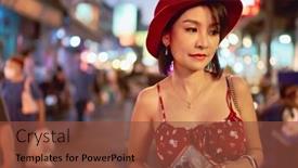  Presentation with bangkok - Presentation theme having thai-woman-walking-through-chinatown background and a tawny brown colored foreground