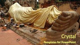  Presentation with ayutthaya - Cool new PPT layouts with thailand - ayutthaya statue at reclining backdrop and a tawny brown colored foreground
