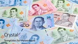  Presentation with halloween flying bats note - Audience pleasing PPT theme consisting of thailand 50 bath note closeup backdrop and a light blue colored foreground