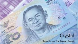  Presentation with halloween flying bats note - Colorful slide set enhanced with thailand 50 bath note closeup backdrop and a  colored foreground