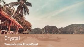  Presentation with cinematic - Slides consisting of thailand-autumn-beach-pier-boats background and a coral colored foreground