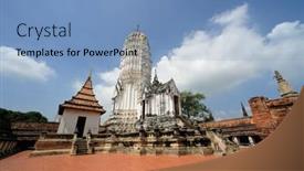  Presentation with ayutthaya - Slide deck featuring thailand-ayutthaya-chedi-of-wat background and a teal colored foreground