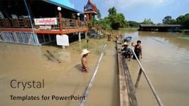  Presentation with ayutthaya - Amazing presentation theme having thailand-ayutthaya-october-25-flood backdrop and a coral colored foreground