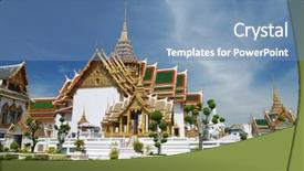  Presentation with bangkok - PPT layouts consisting of thailand bangkok temple against sky background and a teal colored foreground