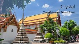  Presentation with bangkok - Slides with thailand bangkok temple against sky background and a light blue colored foreground
