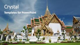  Presentation with bangkok - Beautiful presentation theme featuring thailand bangkok temple against sky backdrop and a  colored foreground
