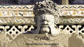  Presentation with bangkok - Audience pleasing PPT theme consisting of thailand bangkok wat arun temple - sculptures backdrop and a coral colored foreground