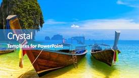  Presentation with island resort - Theme with thailand beach and island asia background and a teal colored foreground