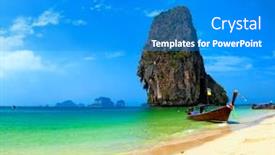  Presentation with clear water - Amazing PPT theme having thailand-beach-and-tropical-island backdrop and a teal colored foreground