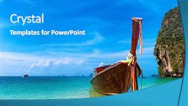  Presentation with asia - PPT theme consisting of thailand beach landscape tropical background asia ocean nature and wooden boat background and a gray colored foreground