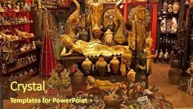  Presentation with laundry shop - Slides consisting of thailand culture - asian souvenir shop background and a tawny brown colored foreground