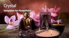  Presentation with incense - Colorful slide deck enhanced with thailand culture - buddha with candle and incense backdrop and a tawny brown colored foreground