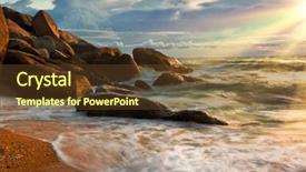  Presentation with culture - Presentation theme enhanced with thailand culture - colorful sunset at the tropical background and a tawny brown colored foreground