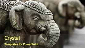  Presentation with elephant - Theme featuring thailand culture - stone elephant statue background and a tawny brown colored foreground