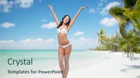  Presentation with happy holidays - Beautiful presentation theme featuring thailand dance - people swimwear travel summer holidays backdrop and a  colored foreground