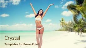  Presentation with happy holidays - PPT theme featuring thailand dance - people swimwear travel summer holidays background and a  colored foreground