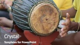  Presentation with street - PPT theme consisting of thailand dance - playing bongos on the street background and a tawny brown colored foreground