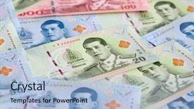  Presentation with psychology design - Presentation theme consisting of thailand economy - banknotes of the tailand new background and a light blue colored foreground