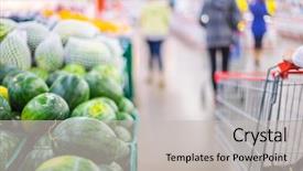  Presentation with economy - Slide set featuring thailand economy - blur background of people shopping background and a  colored foreground