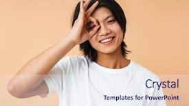  Presentation with economy - Slide set enhanced with thailand economy - portrait of a happy asian background and a sky blue colored foreground