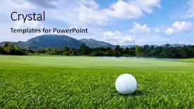  Presentation with golf course - Beautiful PPT layouts featuring thailand flag - golfball on grass of golf backdrop and a light blue colored foreground