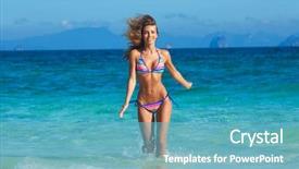  Presentation with triathlon swim bike run - Presentation theme consisting of thailand free - beautiful fit woman in bikni background and a  colored foreground